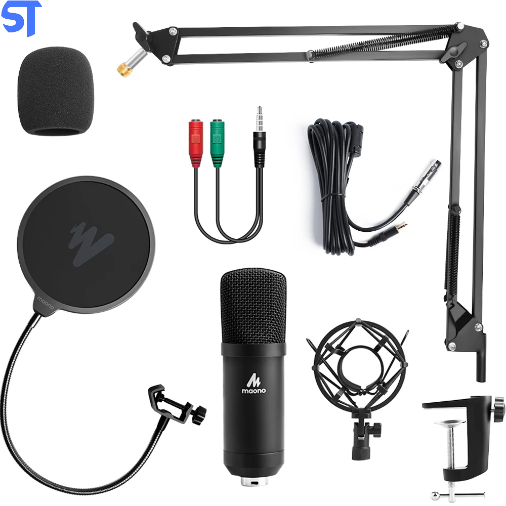 Microfone Condensador Maono 3.5mm Profissional, Para Estúdio, Podcasts, Transmissões E Gravações Para Youtube - AU-A03